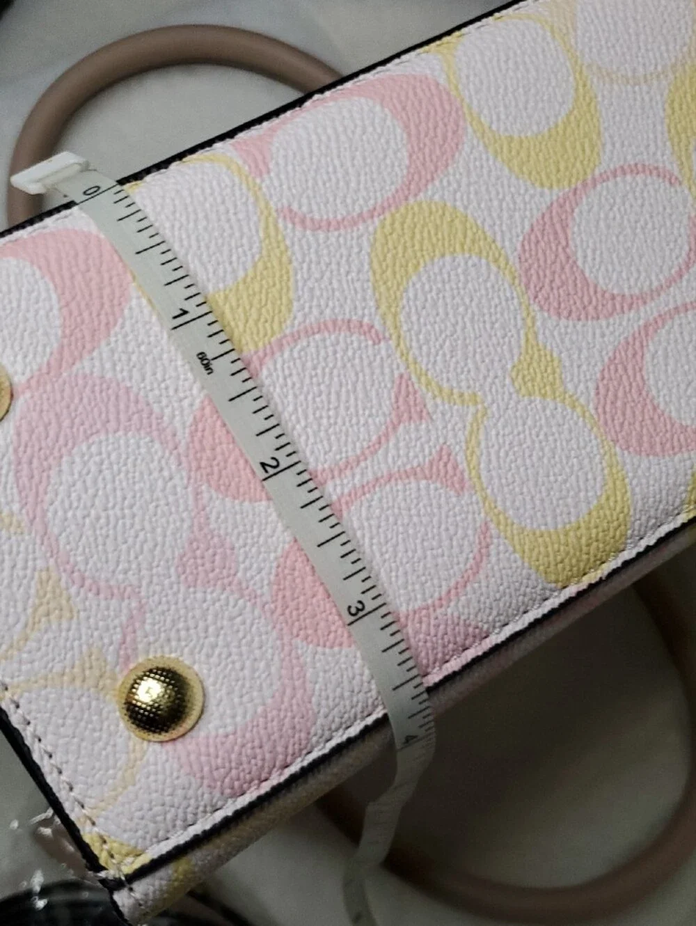 Pastel Pink and Yellow Signature Satchel with Gold Hardware